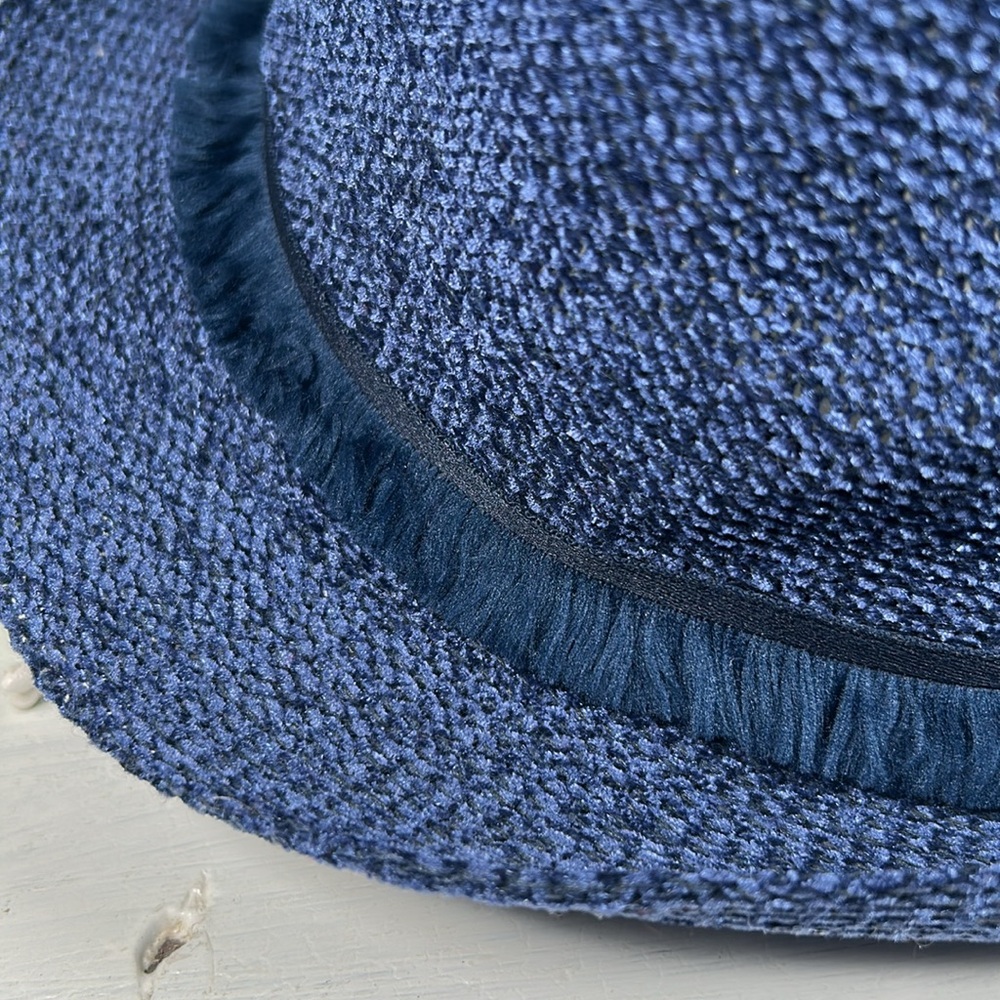 Blue Fedora Hat w/ Fringe detail accent Unisex Styling - Picture 5 of 11